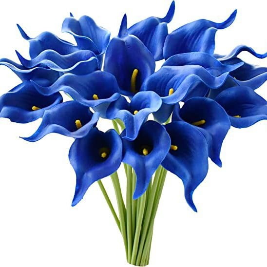 suxuMhao Artificial Calla Lilys-10 Pcs 13.8IN Dark Blue Artificial Flowers,Ideal Home Decor,Artificial Flowers Bulk for Indoors,Decoration Flowers & Bulk Faux Flowers,Perfect for Indoor Decor