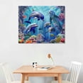 thumbnail image 2 of Orinice Dolphins Coral Reef Fish Fine Art Aesthetic Poster & Print Wall Painting for Classroom Kitchen Office - Farmhouse Bathroom Room Decor Pictures Wall Art Canvas Living Room Bedroom, 2 of 6