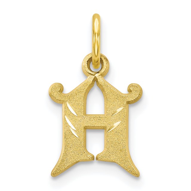 10k Yellow Gold Dainty Letter H Initial Name Monogram Necklace Charm Pendant