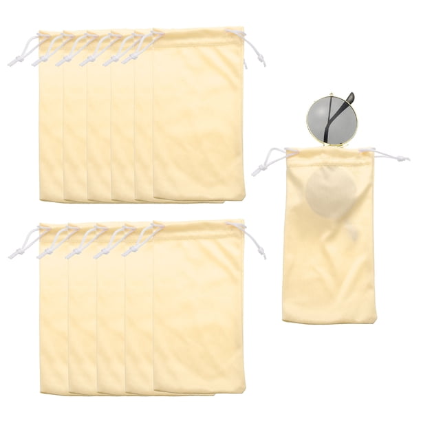 12 Piezas Fundas de Microfibra para Gafas 7" x 3.5" Funda para Gafas de Sol Portátil con Cordón para Teléfono Móvil (Beige)