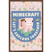 Minecraft - Let's Explore Together Wall Poster, 22.375" x 34" Framed