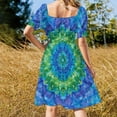 thumbnail image 3 of Womens Casual Dresses Colorful Tie Dye Vortex Short Sleeve Dress Summer Dresses for Women 2025, 3 of 7