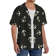 thumbnail image 2 of PAYOHTO Anchor Black Mens Hawaiian Casual Short-sleeved Shirt Tropical Summer Beach Button Down Shirts, 2 of 7