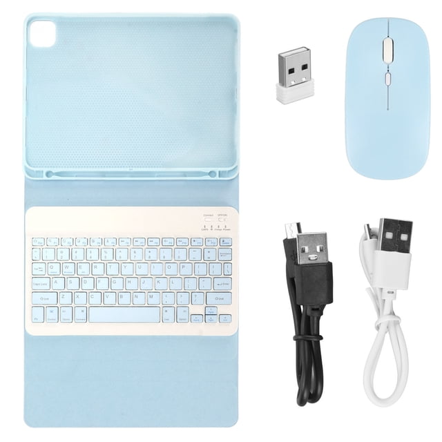 Para IOS Tablet Pro teclado magnético desmontable Auto Sleep lápiz soporte Kickstand teclado inalámbrico con funda ratón azul