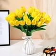 thumbnail image 4 of Deago 10 Pcs Artificial Tulips Flowers Real Touch PU Tulips Arrangement Bouquet for Home Room Office Party Wedding Decoration (Yellow), 4 of 7