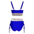 thumbnail image 6 of Women's Two Piece Bikini Set Sexy V Neck High Waist Padded Bra Wire Free Swimsuit for Swimming Beach Sunbathing,Royal Blue,XL, 6 of 7