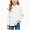 thumbnail image 3 of TOWED22 Girls Long Sleeve Uniform Shirt, Kids Stretch Button Down Dress Shirts, Stain Resistant Blouse with Peter Pan Collar(White,13-14 Y), 3 of 5