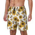 thumbnail image 2 of Uemuo Sunflowers and Bees Pattern Mens Swim Trunks Quick Dry Board Shorts with Mesh Lining, Stretch Beach Shorts Quick Dry No-Chafing Board Shorts-Small, 2 of 9
