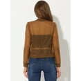 thumbnail image 3 of Chaqueta Mujer Allegra K Bombardero Transparente Manga Larga Ligera Cremallera Verano Marrón XL, 3 of 5