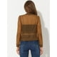 thumbnail image 3 of Chaqueta Mujer Allegra K Bombardero Transparente Manga Larga Ligera Cremallera Verano Marrón XL, 3 of 5