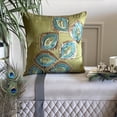 thumbnail image 5 of The HomeCentric Cushion Cover Green Pillows Cover Sequins Peacock Pillows Cover Pack of 2 18x18 inch (45x45 cm) Pillows Cover Square Silk Throw Pillows Cover Art Deco Easter - Peacock Abstract, 5 of 12