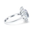 thumbnail image 2 of Natural Moonstone Size-5 Art Deco Round Cocktail Ring Floral Vintage Style Baguette CZ Wedding Engagement Ring 925 Sterling Silver, 2 of 6