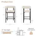 thumbnail image 3 of Dycanpo 26'' Barrel Bar Stools Set of 3 with Linen Fabric Curved Backrest for Home, Linen Color, 3 of 11