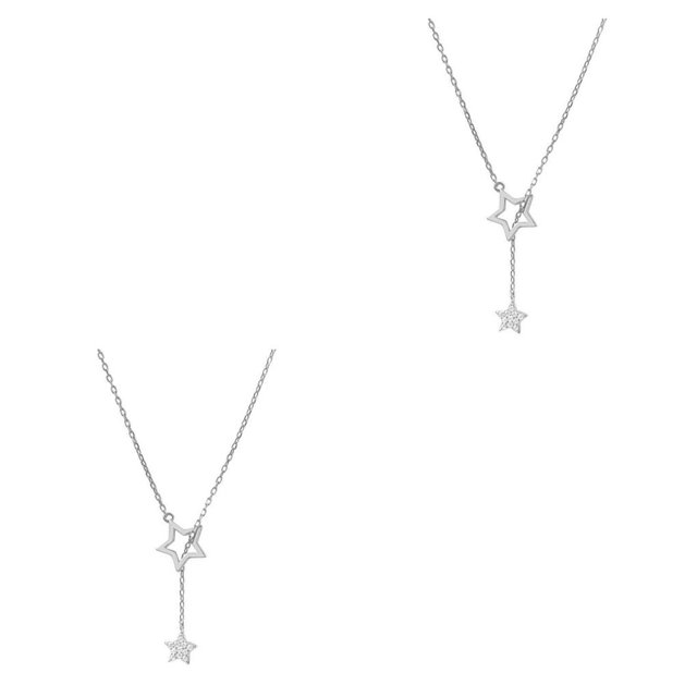 Sonducket Collar Estrella Diamantes de imitación Gargantillas Estilo simple Collares Mujeres Suministros Plata 2piezas Sonducket CBP352735