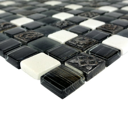 Abolos- Monarchy 1" x 1" Glass and Stone Mosaic Tile in Bhutan (4.9sqft / 5sht Box)