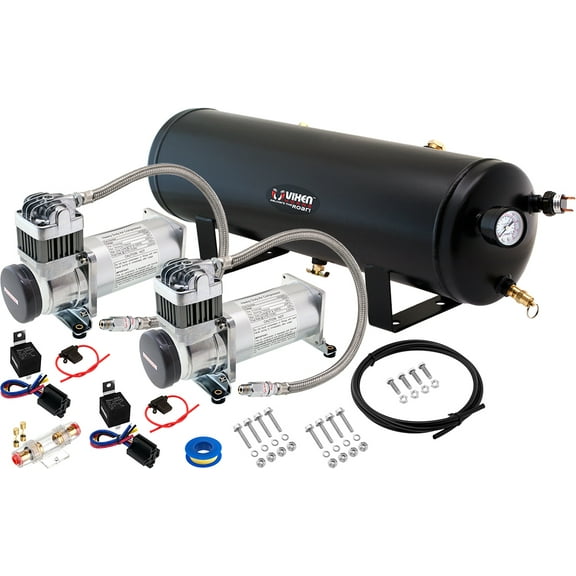 Vixen Horns 3 Gallon (12 Liter) Train/Air Horn Tank with Dual 200 PSI Compressor Onboard System/Kit 12V VXO8330DP