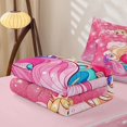 thumbnail image 5 of Homewish Cute Mermaid Pattern Zipper Twin Comforter Sets with Fitted Sheet and 2 Pillowcases,Ocean Life Sea Animal Zipper Bedding Set For Girls Teens,Reversible,4 Pieces, 5 of 7