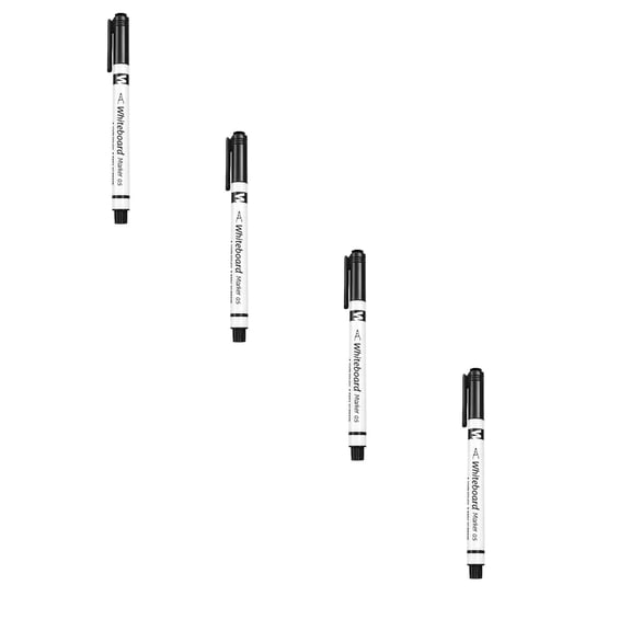 Whiteboard Markers with Eraser, 4-Pack 0.5mm Fine Tip Dry Erase Pens for Smooth Writing, Black