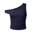 thumbnail image 4 of Rhuody Women'S Tops, Tees & Blouses Off The Shoulder Sleeveless Shirts Going Out Crop Tank Tops Slim Fitted Summer Basic Wear Blue, 4 of 5