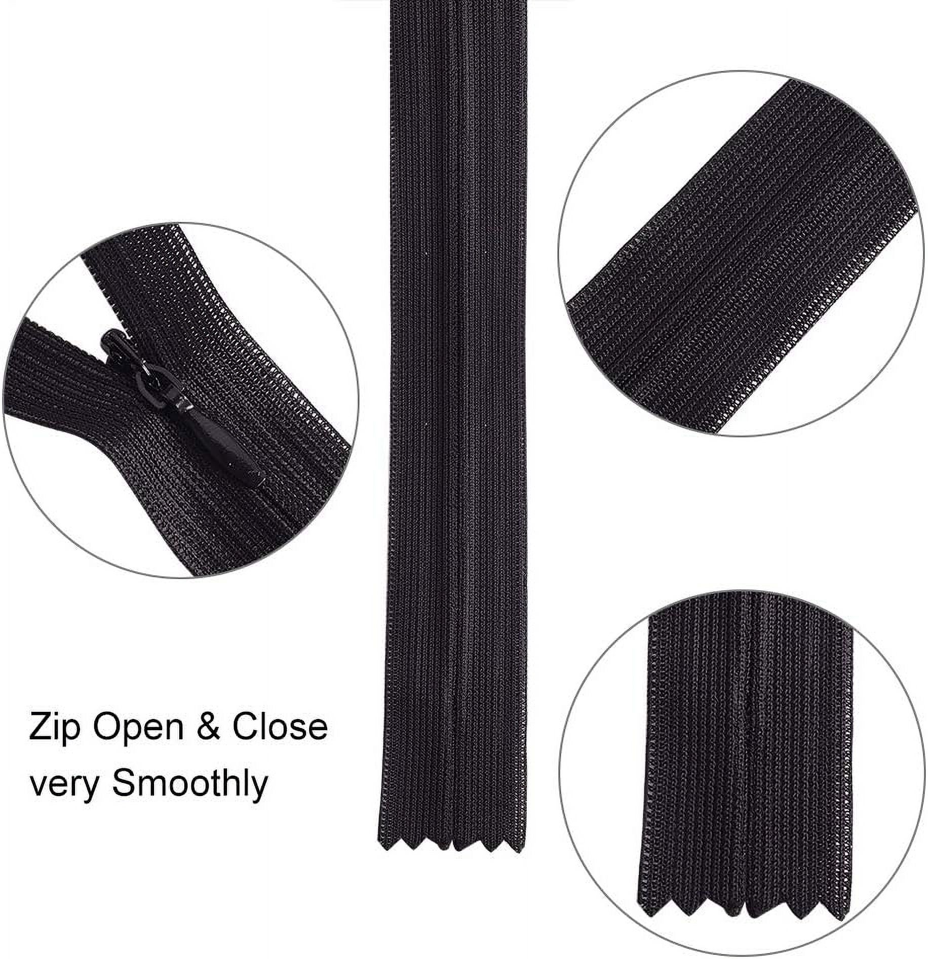 60PCS 12/16/20 Inch Invisible Nylon Coil Zippers Bulk Tailor Sewer Craft Tool for Tailor Sewing Crafts - White and Black