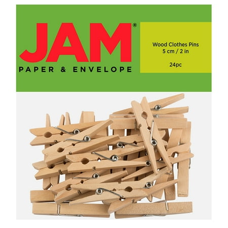 JAM Paper Wood Clothespins, Natural, Extra Large, 24/Pack