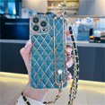 thumbnail image 1 of Funda de cuero con purpurina y diamantes para iPhone, funda cruzada con cordón y correa de muñeca para iPhone 11, 12, 13, 14 Pro Max, Mini, XS, X, XR, 8, 7 Plus, SE Fivean unisex, 1 of 2