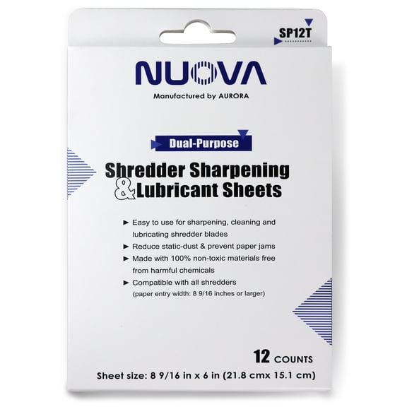 Nuova SP12T Shredder Sharpening and Lubricant Sheets, 12-Count