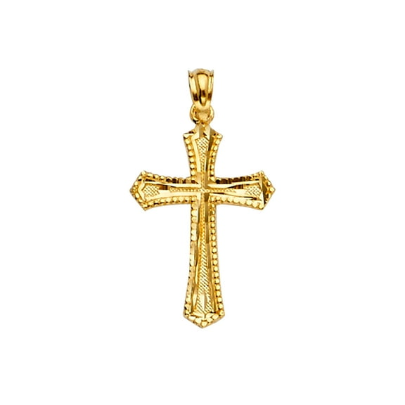 Wellingsale 14k Yellow Gold Cross Religious Pendant (Size : 26 x 15 mm)