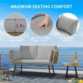 thumbnail image 5 of Dextrus Patio Sofa and Loveseat, Boho All-Weather Wicker Rattan Conversation Chairs with Cushions & Lumbar Pillows - Gray, 5 of 10