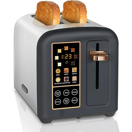 

Toaster Stainless steel 2-slice bread toaster with LCD touch screen 50% faster heating speed 6 bread selections 7 pitch settings Extra wide 1.5 Toaste slots