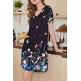 thumbnail image 4 of Ekouaer Women's House Dress with Pockets Moo Moo Nightgown V Neck Sleepwear Pleated Floral Print Mumu Dress, 4 of 6