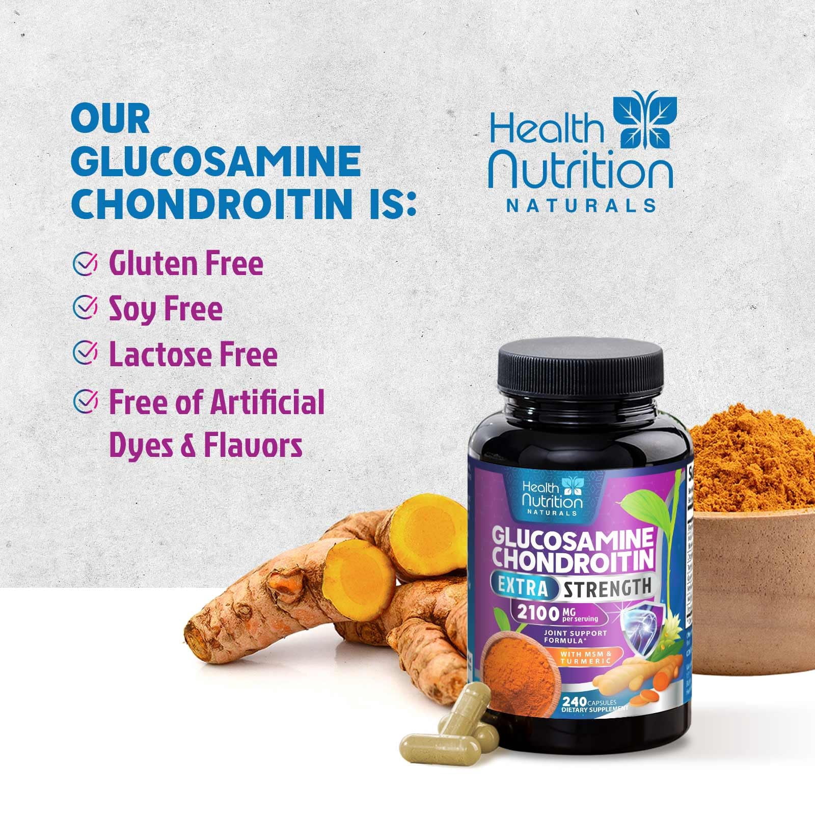 Glucosamine Chondroitin MSM Complex - 3X Strength Joint Support Supplement with Glucosamine Sulfate, Turmeric, Boswellia - For Cartilage, Mobility & Flexibility - Bottled in USA - 240 Capsules