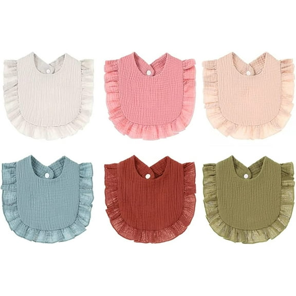 Muslin Baby Bibs 6 Pack Baby Bandana Bibs Absorbent Burp Cloths Adjustable Bibs for Toddler Infant Girls Boys Feeding