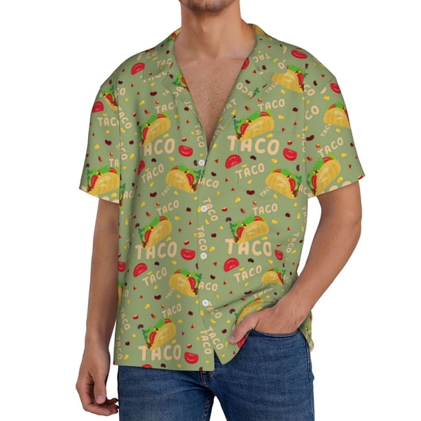 Balery Taco Camisa Casual de Manga Corta con Botones para Hombre, Texturizada, Estilo Cubano, para Playa, Verano-4X-Large
