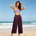 thumbnail image 5 of Enjoytime Womens Capri Pants High Waist Pleated Wide Leg Capris Summer Casual Loose Plus Size Pants with Pockets, 5 of 7
