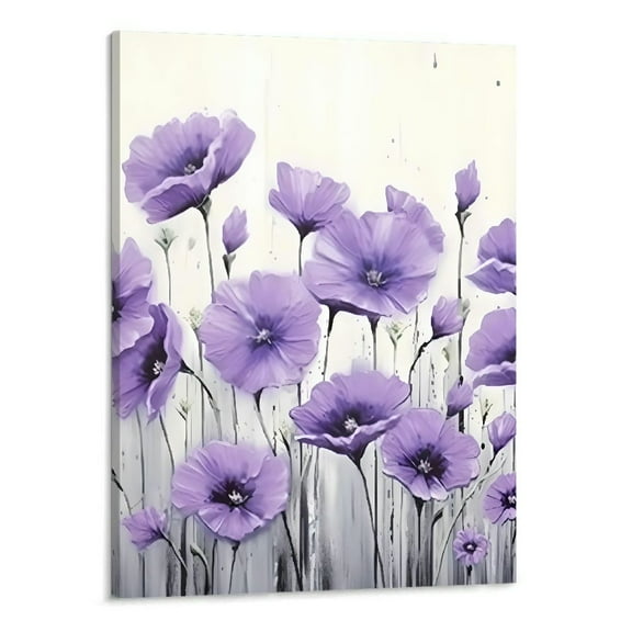 Creowell Fall Decor Purple Flowers Canvas Wall Art Picture 16x20in for Living Room Bedroom 16x20in