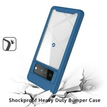 For Google Pixel 6 Pro Clear Dual Layer Tuff Rugged Bumper Frame Heavy Duty Hybrid Shockproof Rubber TPU Full Body Defender Cover ,Xpm Phone Case [Blue]