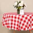 thumbnail image 3 of Nanqianyi 60" Round Red White Check Tablecloth,Farmhouse Style Table Cover for Christmas Gathering, 3 of 4