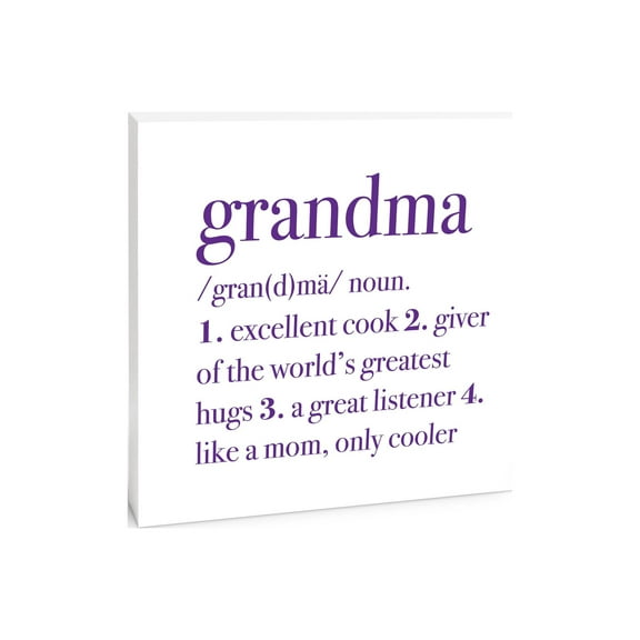 Grandma Greatest Hugs Purple Script 10 x 10 Wood Tabletop Sign Plaque