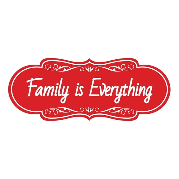 Signs ByLITA Designer Family is Everything Durable ABS Plastic Laser Engraved Easy Installation Elegant Design Sign (Red) - Large