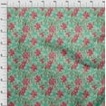 thumbnail image 3 of oneOone Cotton Poplin Twill Sea Green Fabric Flower Watercolor Diy Clothing Quilting Fabric Print Fabric By Yard 56 Inches Wide, 3 of 4