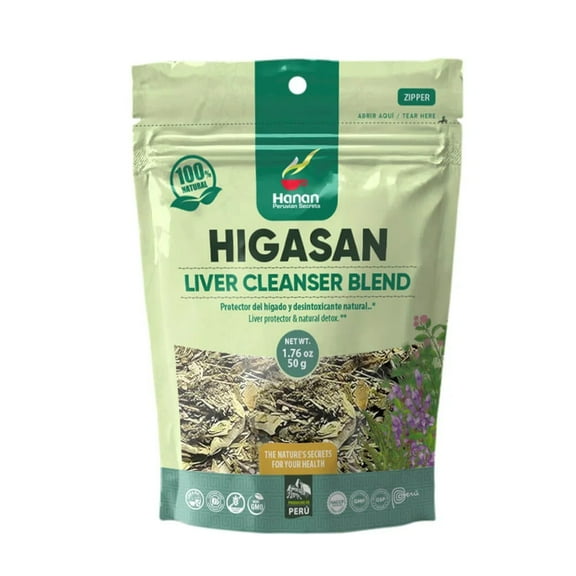 Hanan Peruvian Secrets Higasan Herbal Tea | 100% Natural Liver Cleanser | 1.76oz / 50g | Naturally Aids in Cleansing the Liver and Maintaining Healthy Cholesterol Levels- 1 Pack
