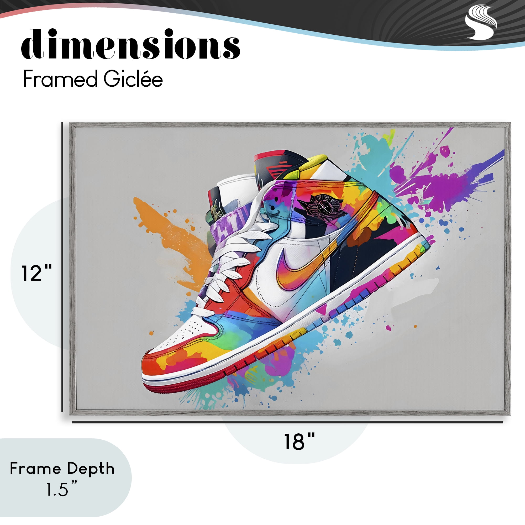 Stupell Industries Hightop Sneaker with Splatter Gray Framed Giclee Art, design by Creative Studio