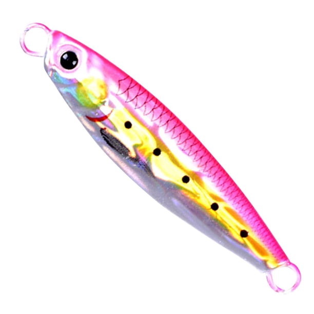 Placa de hierro de metal Cebo duro Señuelo de pesca Simulación Ojos 3D Aparejos (Rosa 15g)