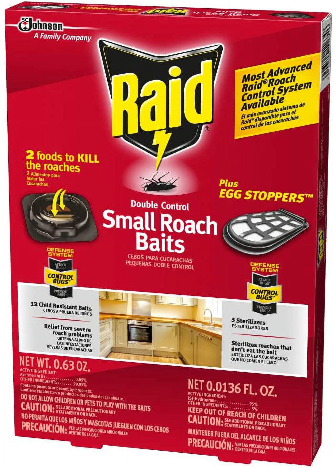 Raid Double Control Small Roach Baits Plus Egg Stopper, 12 CT (Pack -3)