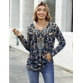 thumbnail image 5 of Zeagoo Womens Tops Dressy Casual Beach Vacation Clothes for Women Business Casual Long Shirts V Neck Tee Shirt Ladies Top and Blouses Ethnic Style, 5 of 7