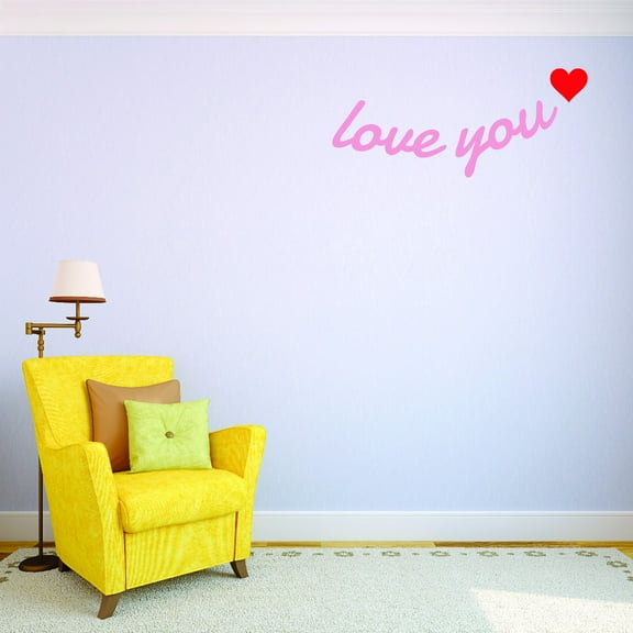 Custom Wall Decal Love You Heart Bathroom Decor Sticker Picture Art Vinyl Wall Decal 14x28 Inches