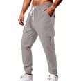 thumbnail image 3 of WAVSUF Men's Athletic Cargo Pants Straight Leg Multi Pockets Loose Fit Fall Sports Comfort Pants Gray L, 3 of 8