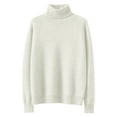 thumbnail image 4 of Womens Cable Knit Turtleneck Sweaters Fall Winter Long Sleeve Chunky Knitted Trendy Pullover Tops White M, 4 of 4