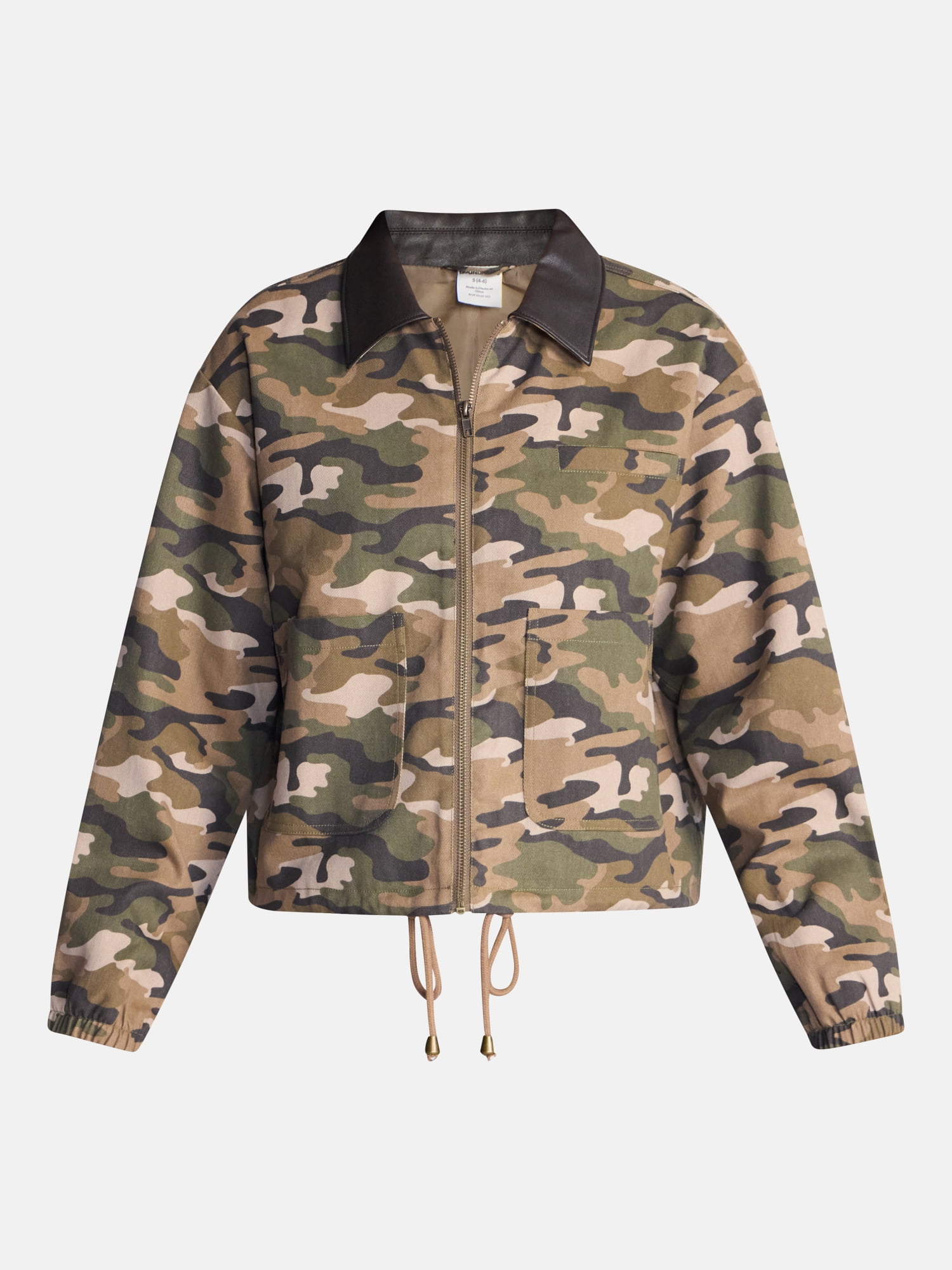 No Boundaries Cotton Twill Barn Jacket with Faux Leather Collar, Women's XXS-4X